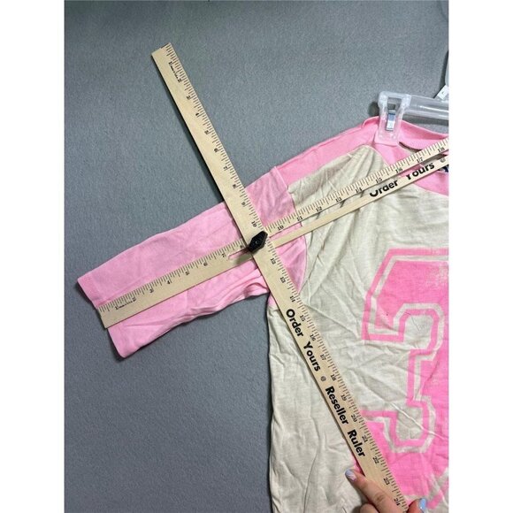S Jersey-Type Shirt Girls M Medium Pink Tee Short 3/4 Sleeve Shirt Kids - Picture 4 of 8
